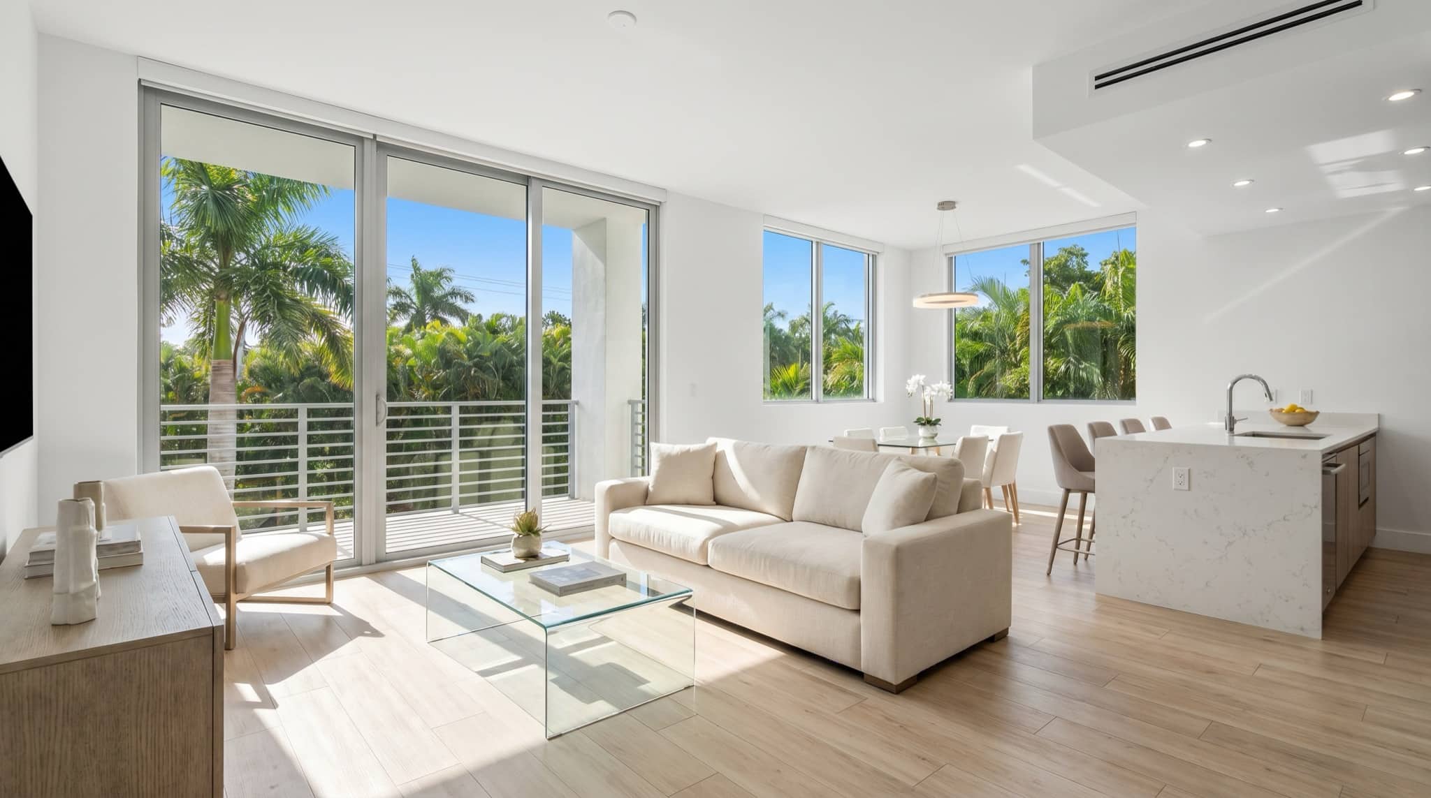 Renovated bright modern rental unit interior in Florida, South Florida.